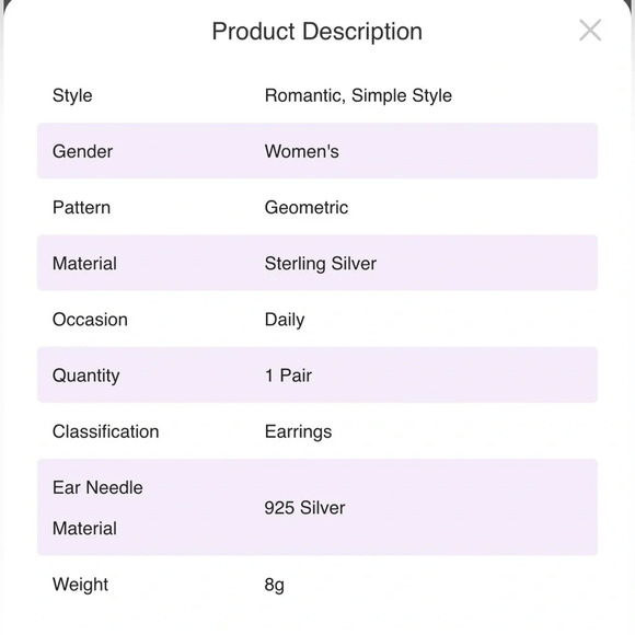 925 Sterling Silver Romantic Geometric Earrings - Picture 4 of 7